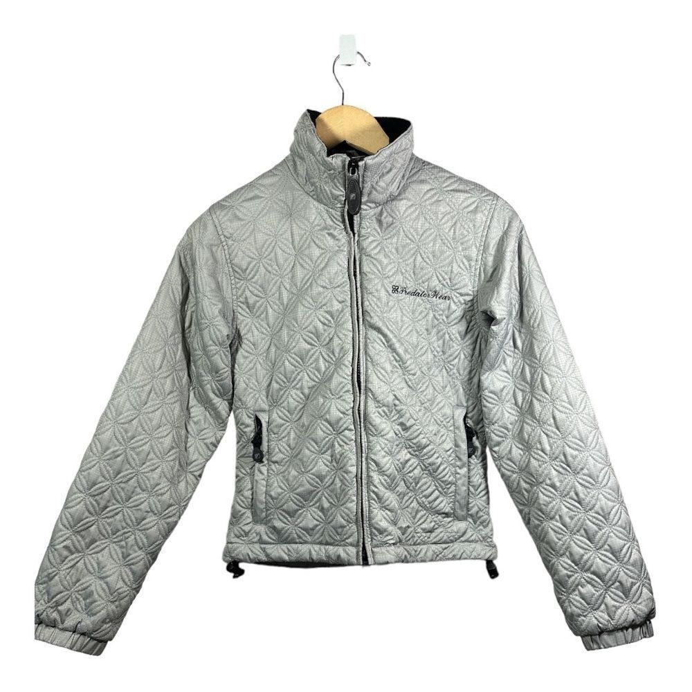 PREDATOR WEAR Women's Lightweight Quilted Zip-Up Coat Jacket Silver Size XS